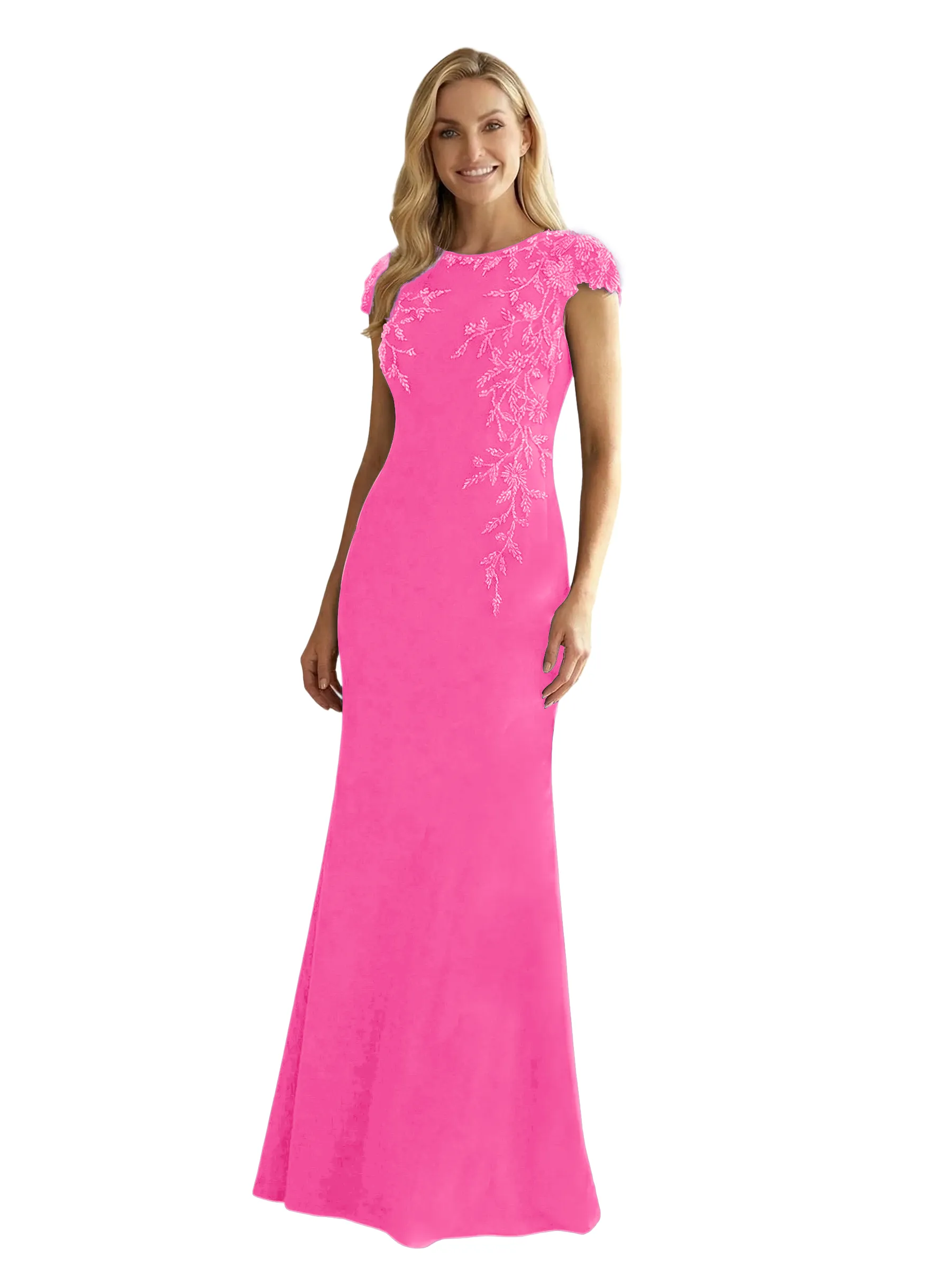 ChicSew Cap Sleeve Beaded Lace Applique Mermaid Evening Gown Mother Of The Bride Dress sold by ChicSew product image thumbnail 4