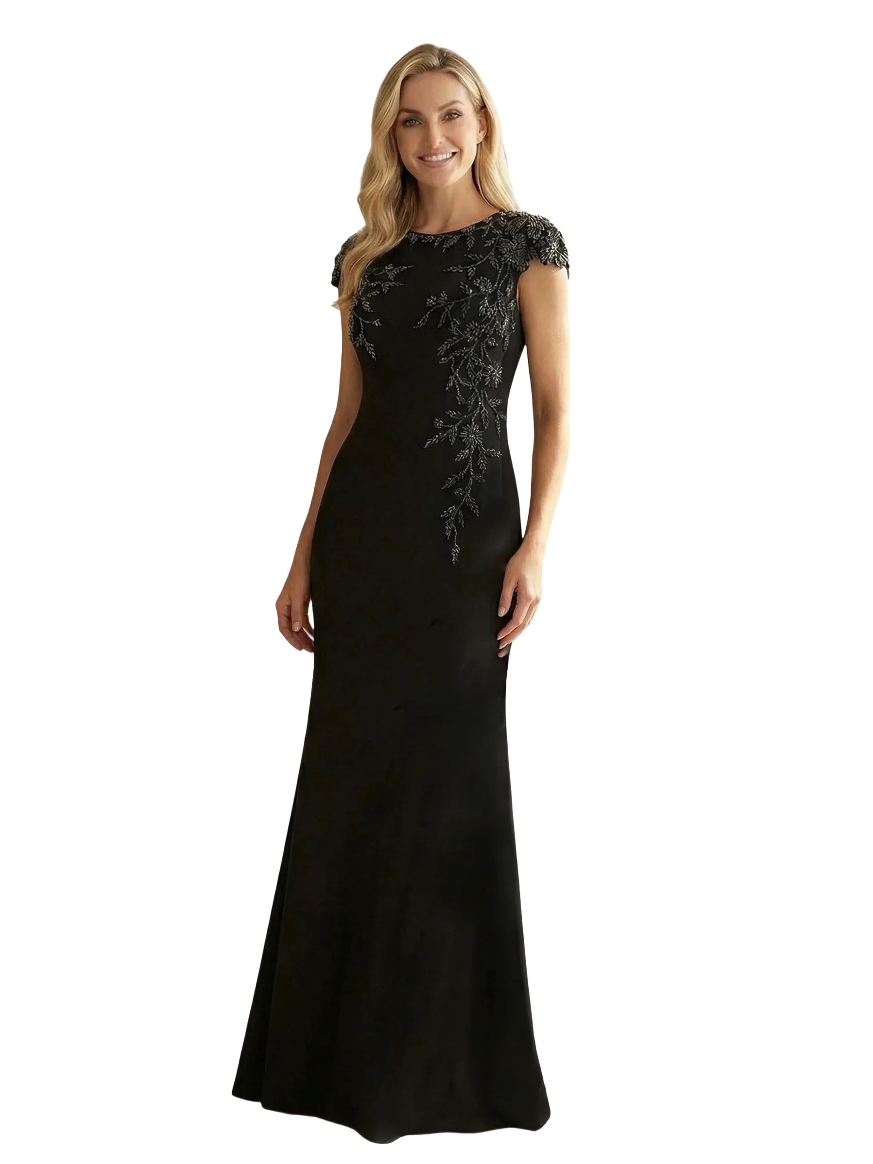 ChicSew Cap Sleeve Beaded Lace Applique Mermaid Evening Gown Mother Of The Bride Dress sold by ChicSew