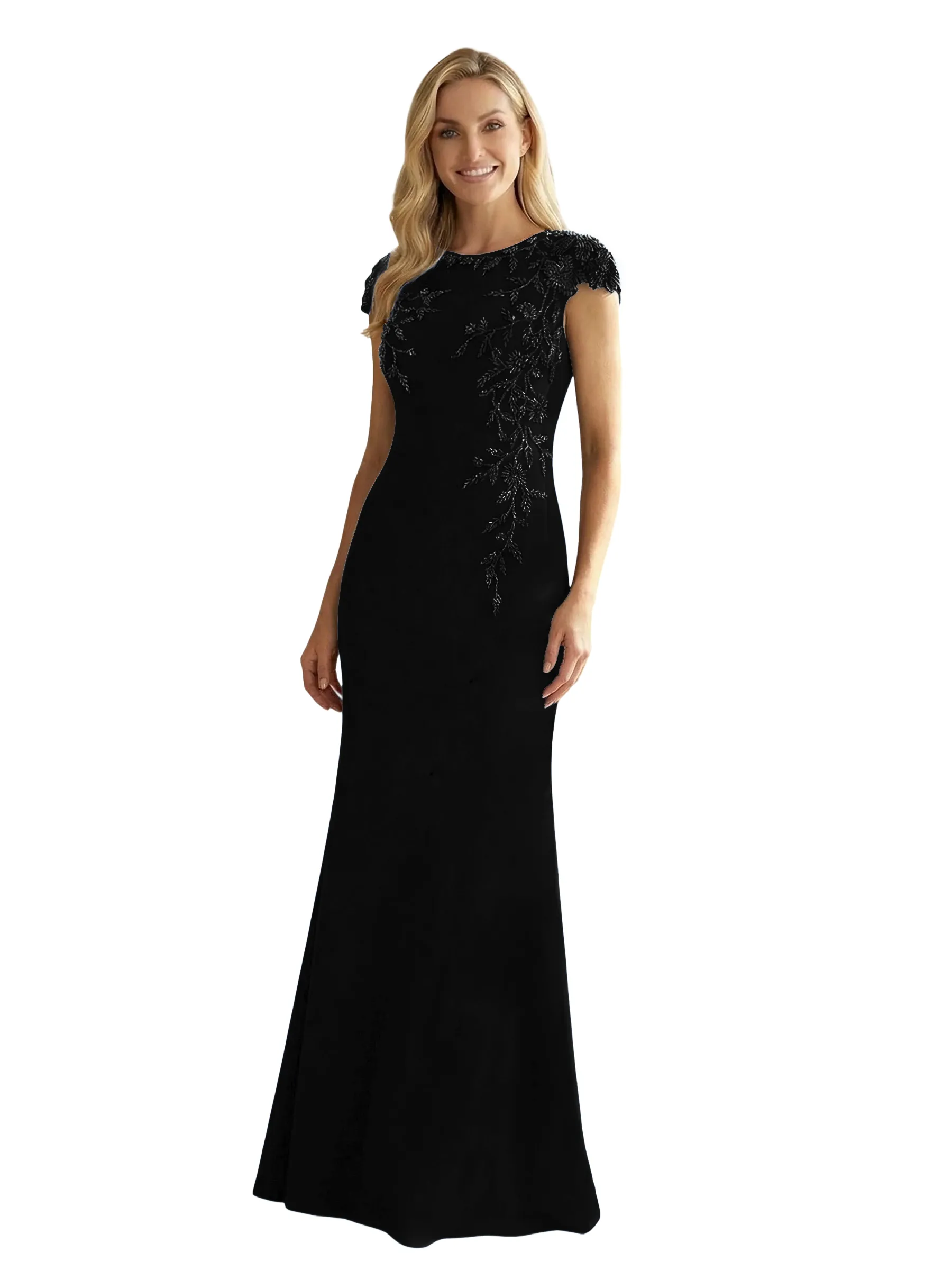 ChicSew Cap Sleeve Beaded Lace Applique Mermaid Evening Gown Mother Of The Bride Dress sold by ChicSew product image thumbnail 5