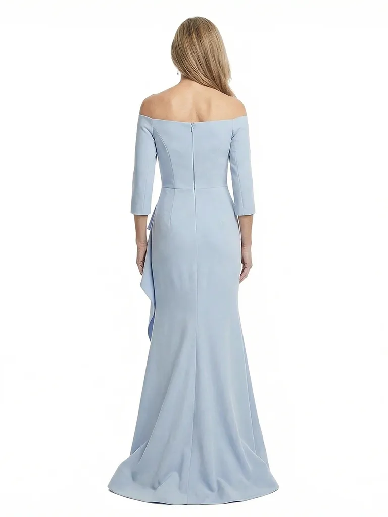 Chicsew Off Shoulder 3/4 Sleeve Ruffled Mermaid Floor Length Stretch Crepe Fancy Mother of the Bride Dresses sold by ChicSew product image thumbnail 3