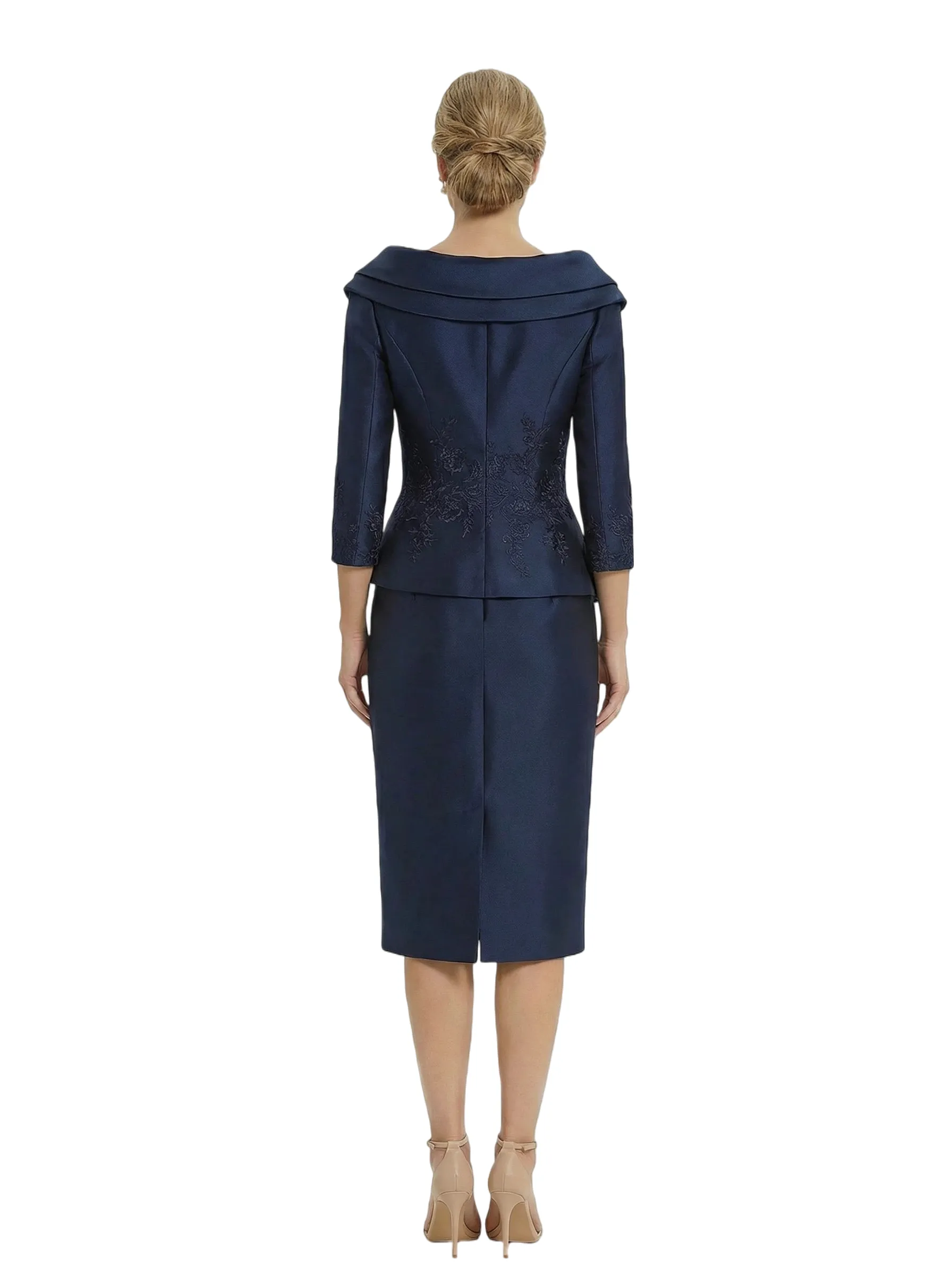 Chicsew V-Neck 3/4 Sleeve Midi Length Lace Satin Classy Mother of the Bride Dresses sold by ChicSew product image thumbnail 3