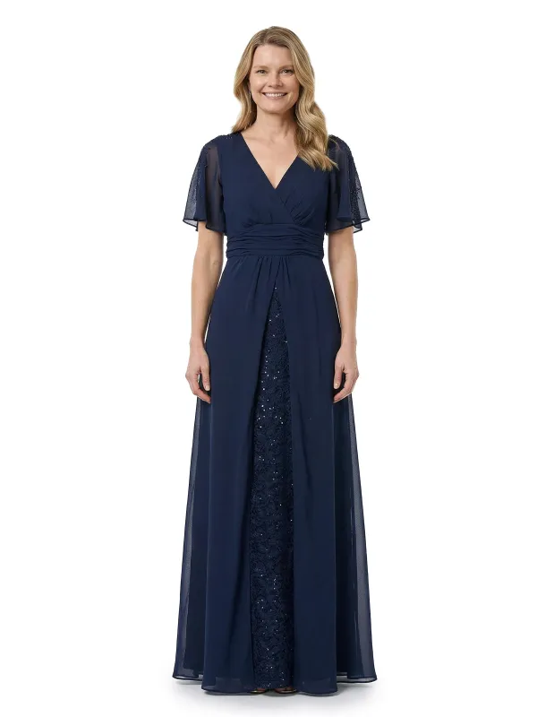 ChicSew Fancy Flutter Sleeve V-Neck Chiffon Mother Of The Bride A-Line Gown With Sequin made by ChicSew