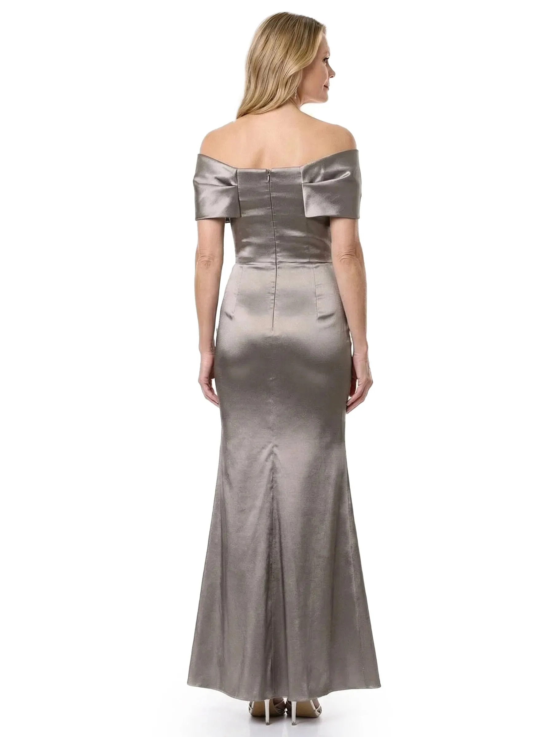 ChicSew Modern Ruched Satin Mother Of The Groom Dress With Twisted Off Shoulder Neck sold by ChicSew product image thumbnail 3