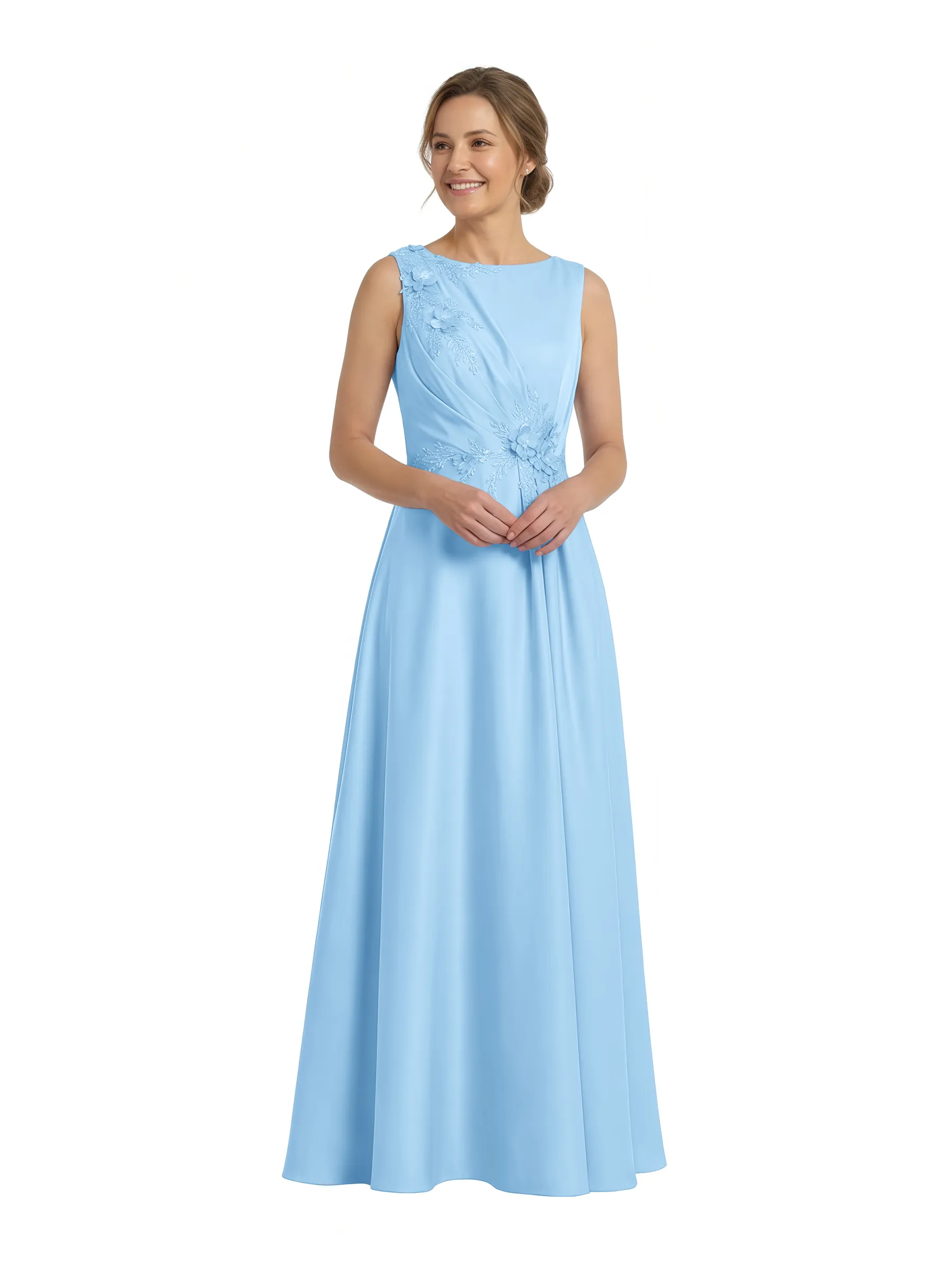 ChicSew Beautiful Sleeveless Satin A-Line Mother Of The Bride Dress With Floral Appliques sold by ChicSew product image thumbnail 5