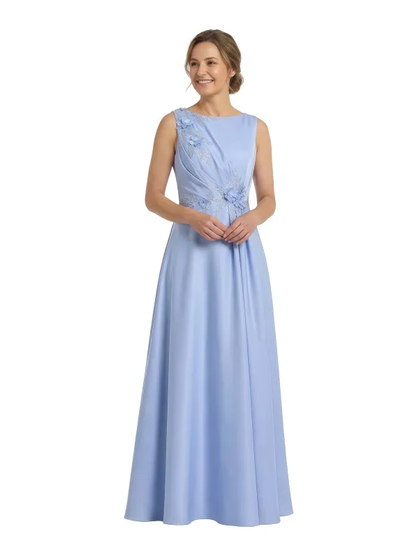 ChicSew Beautiful Sleeveless Satin A-Line Mother Of The Bride Dress With Floral Appliques sold by ChicSew