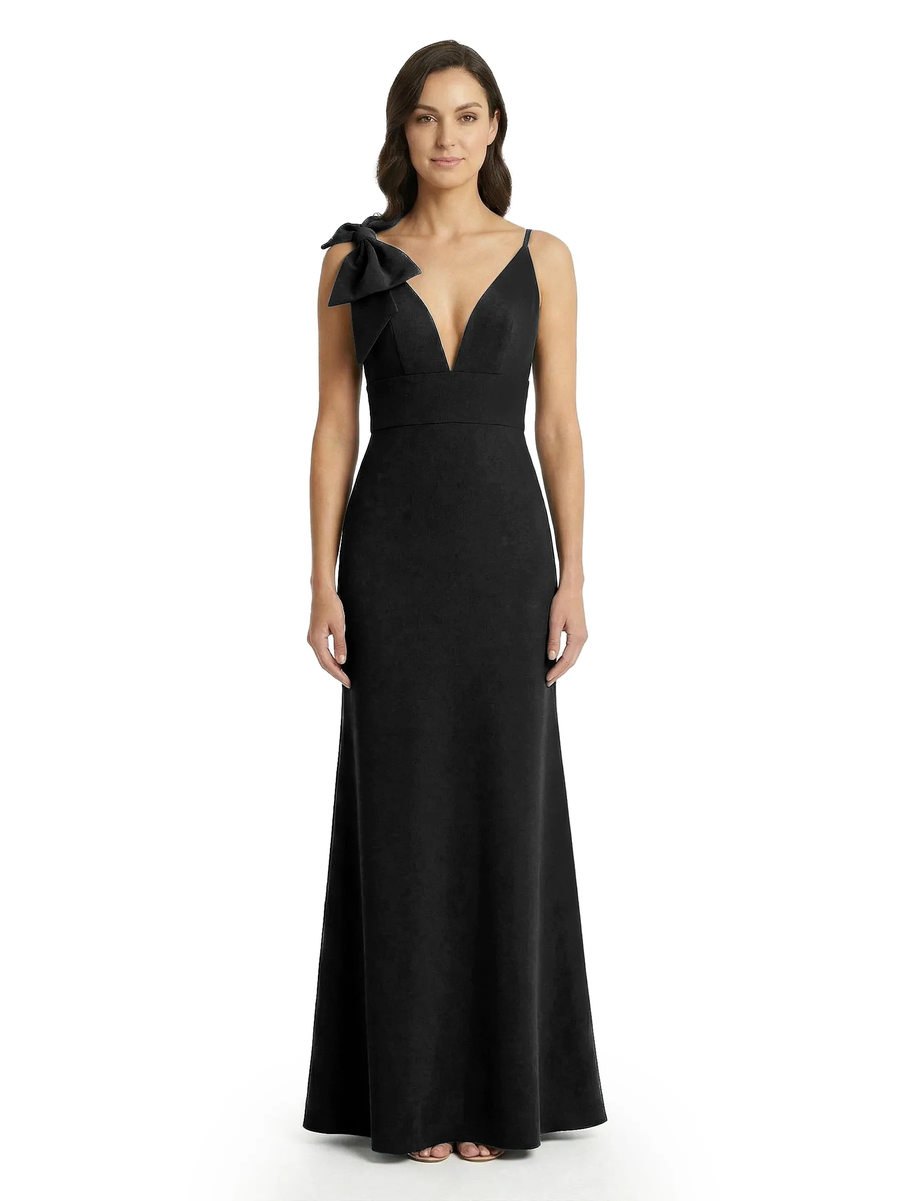 Chicsew Pretty Spaghetti Straps Bow Knot Deep V-Neck Maxi Sheath Crepe Simple Mother of The Groom Dress sold by ChicSew product image thumbnail 5