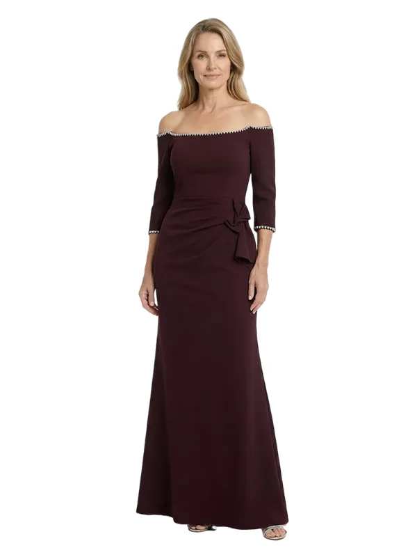 Chicsew Pretty Off Shoulder 3/4 Sleeves Maxi Mermaid Crepe Simple Mother of The Groom Dress made by ChicSew