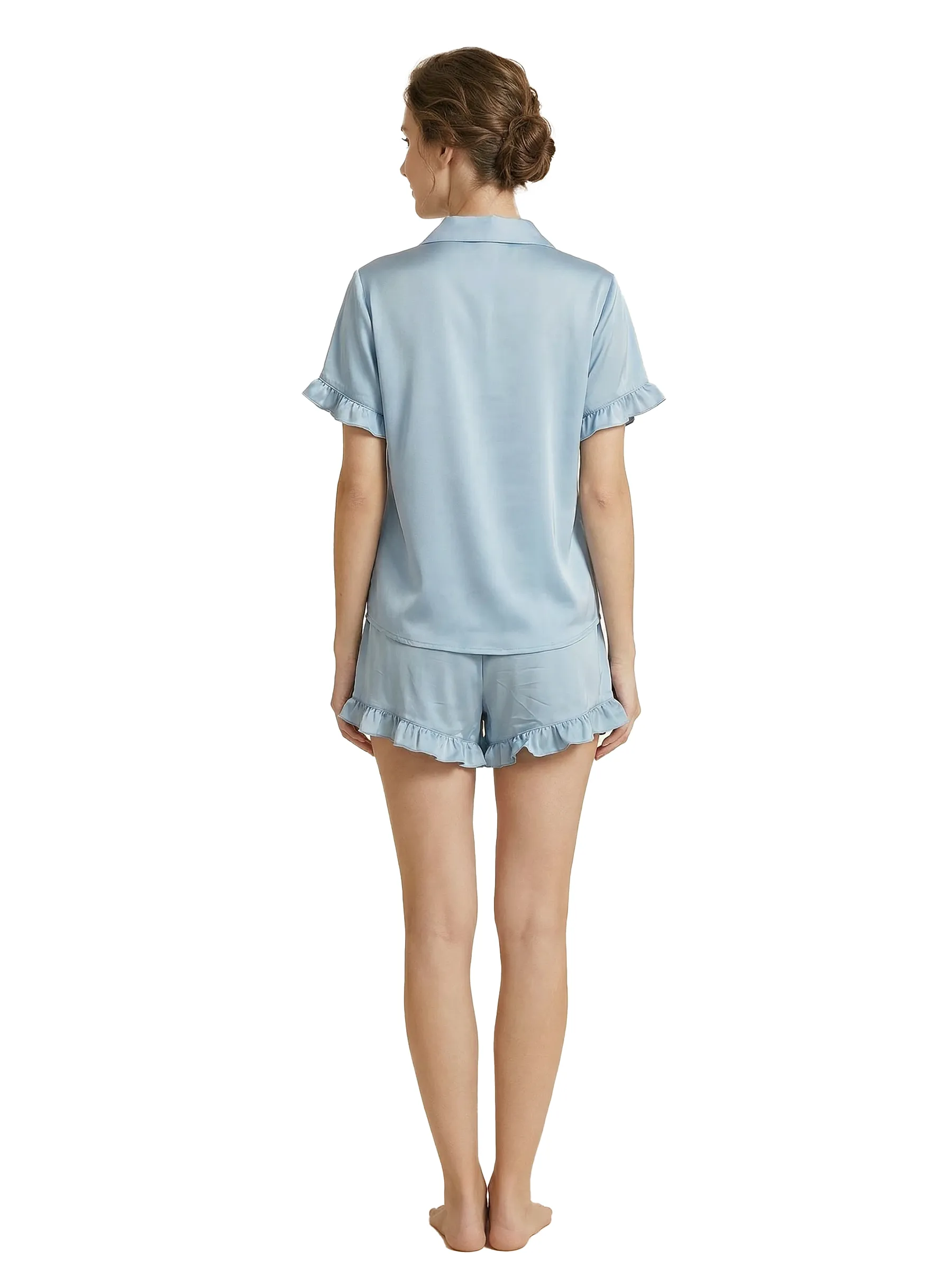 Women's Short Sleeves V-Neck Bride Bridesmaid Pants Robes Silk Like Wedding Robes sold by ChicSew product image thumbnail 2