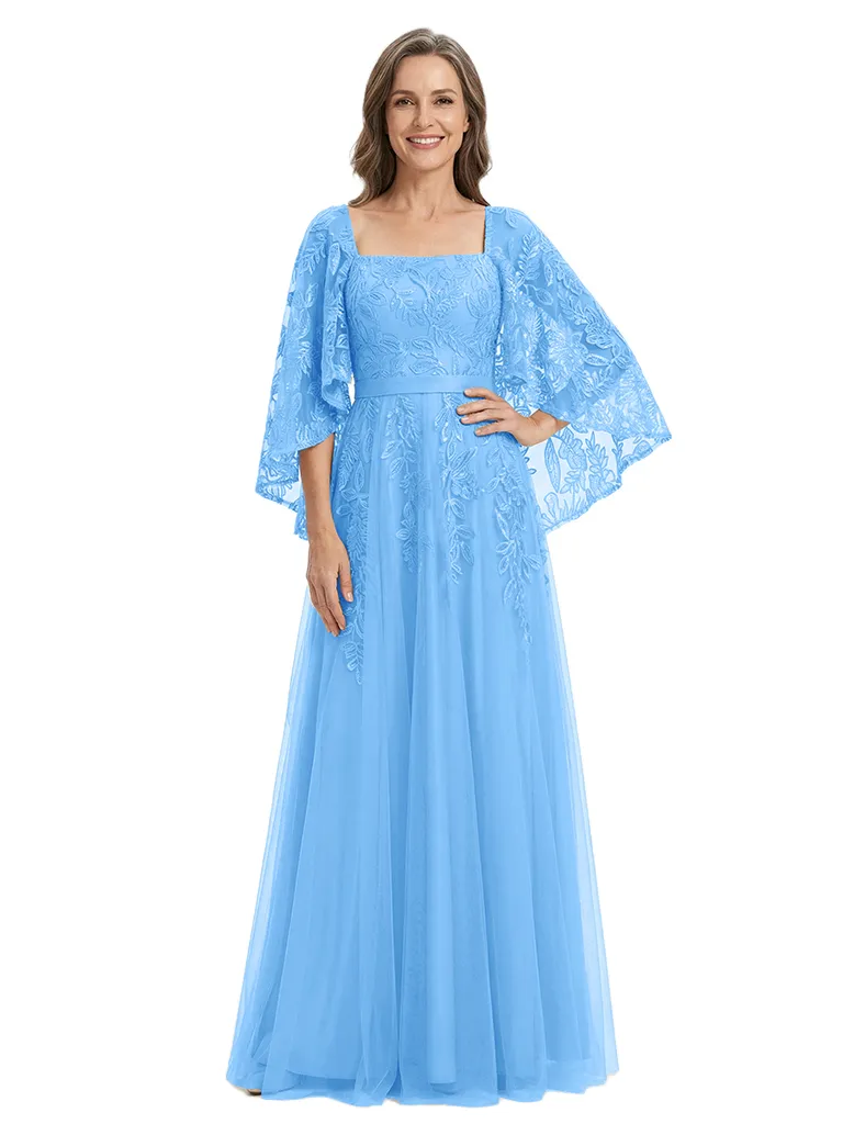 ChicSew Unique Lace Mother Of The Bride Dress With Flutter Cape Sleeves sold by ChicSew product image thumbnail 5