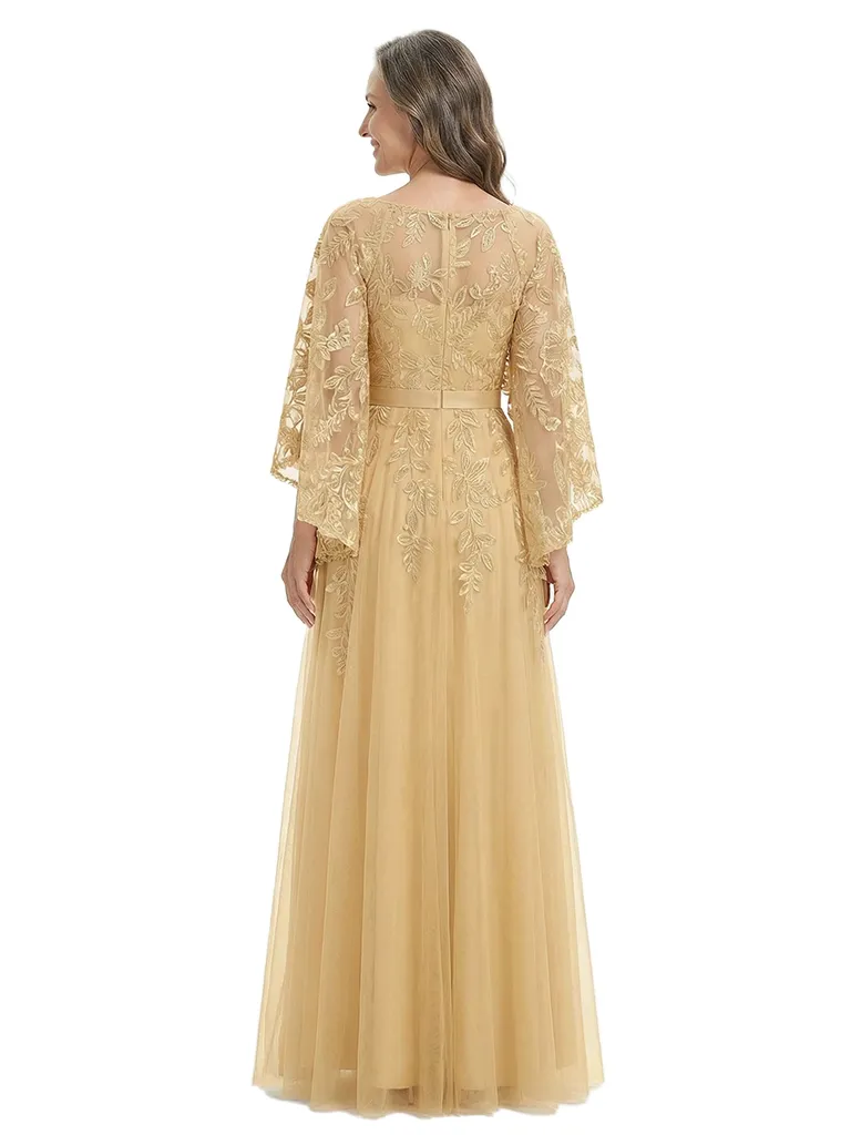 ChicSew Unique Lace Mother Of The Bride Dress With Flutter Cape Sleeves sold by ChicSew product image thumbnail 3