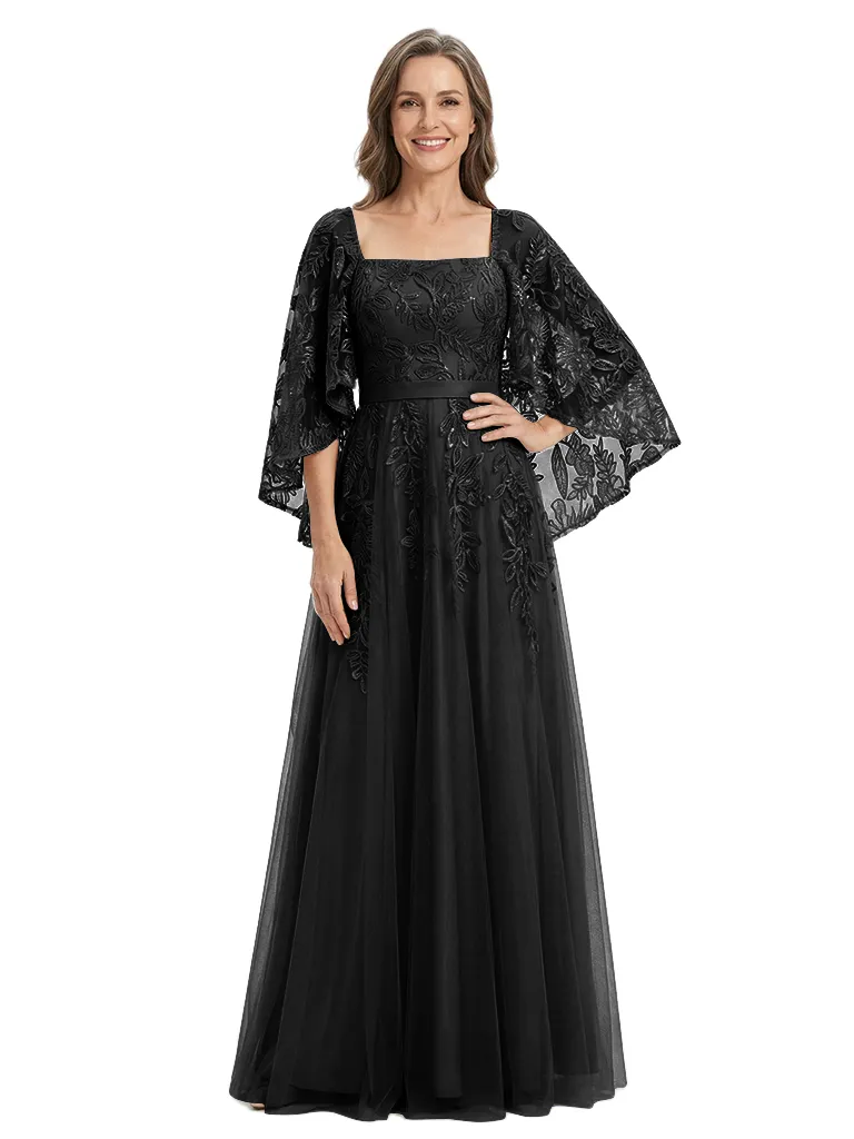 ChicSew Unique Lace Mother Of The Bride Dress With Flutter Cape Sleeves sold by ChicSew product image thumbnail 4