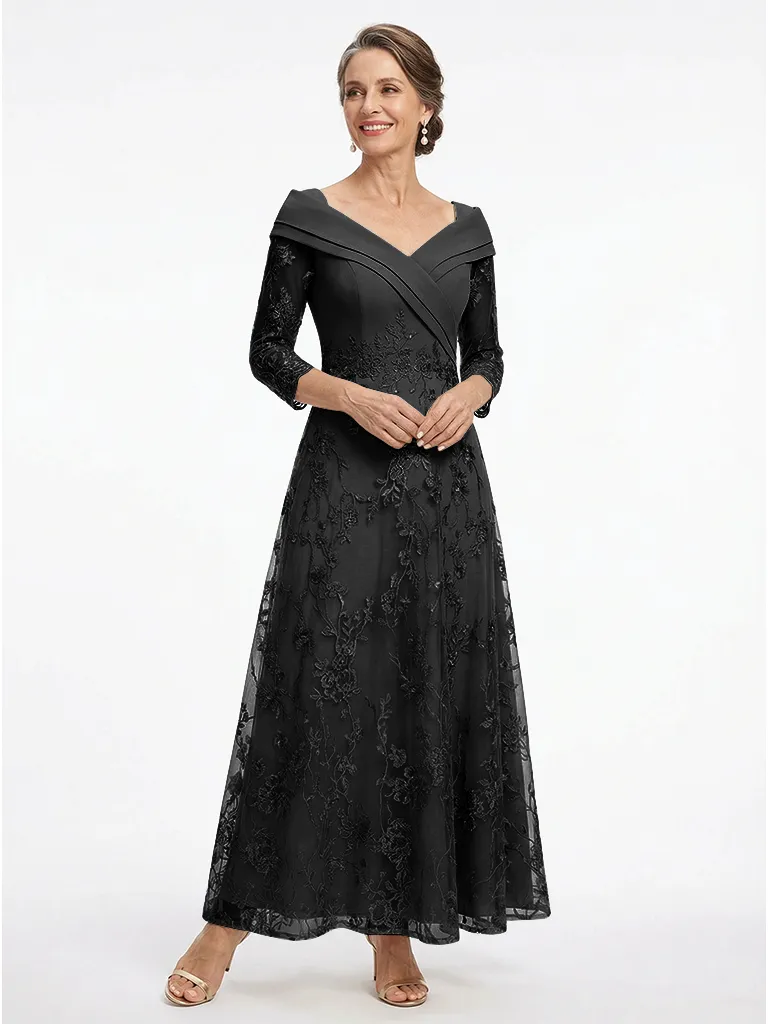 ChicSew Fancy Chiffon A-Line Lace Long Sleeves Mother Of The Groom Gown In Floor-Length sold by ChicSew product image thumbnail 4