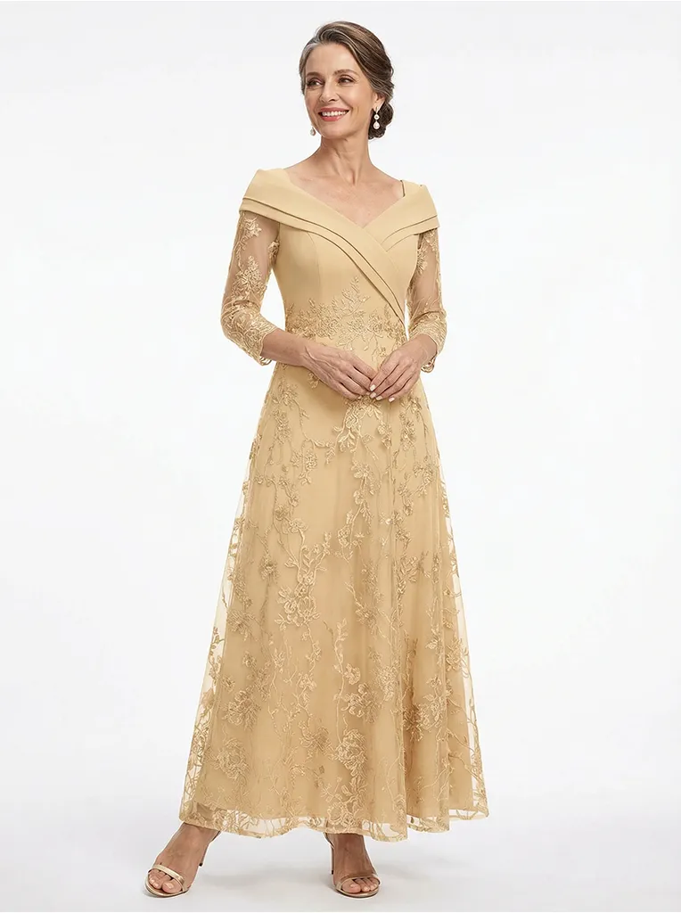 ChicSew Fancy Chiffon A-Line Lace Long Sleeves Mother Of The Groom Gown In Floor-Length sold by ChicSew