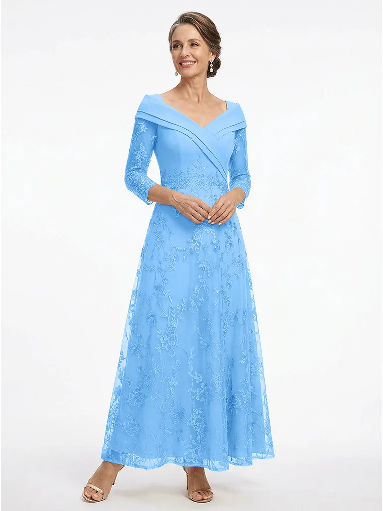 ChicSew Fancy Chiffon A-Line Lace Long Sleeves Mother Of The Groom Gown In Floor-Length sold by ChicSew product image thumbnail 5