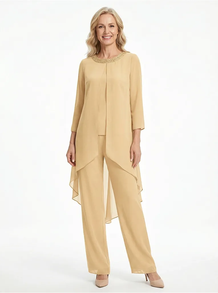 ChicSew Elegant Chiffon Long Sleeves Pant Suit For Mother Of The Bride With Jacket sold by ChicSew