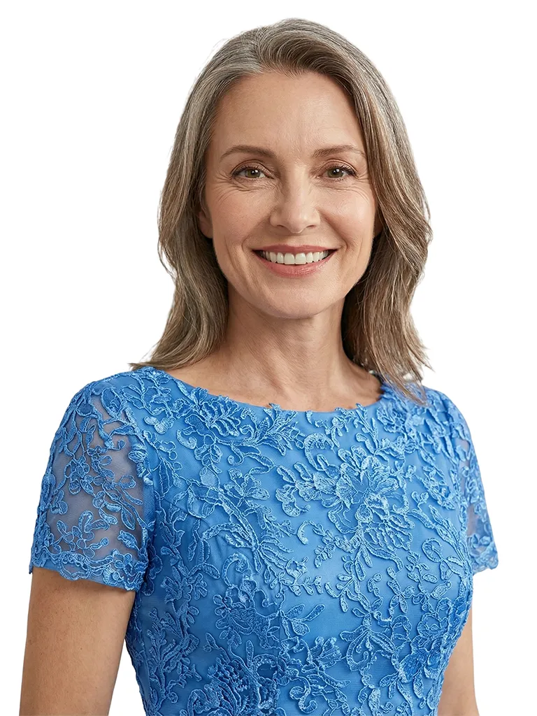 ChicSew Classy Tea Length Lace Applique Chiffon Mother Of The Groom Dress A-Line Tulle Gown sold by ChicSew product image thumbnail 2