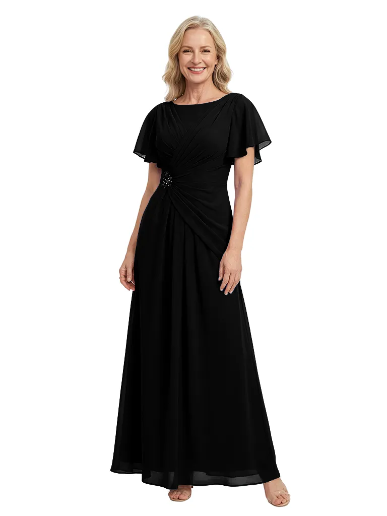 ChicSew Short Sleeves Ruched A-Line Floor Length Chiffon Modern Mother Of The Bride And Groom Dresses sold by ChicSew product image thumbnail 4
