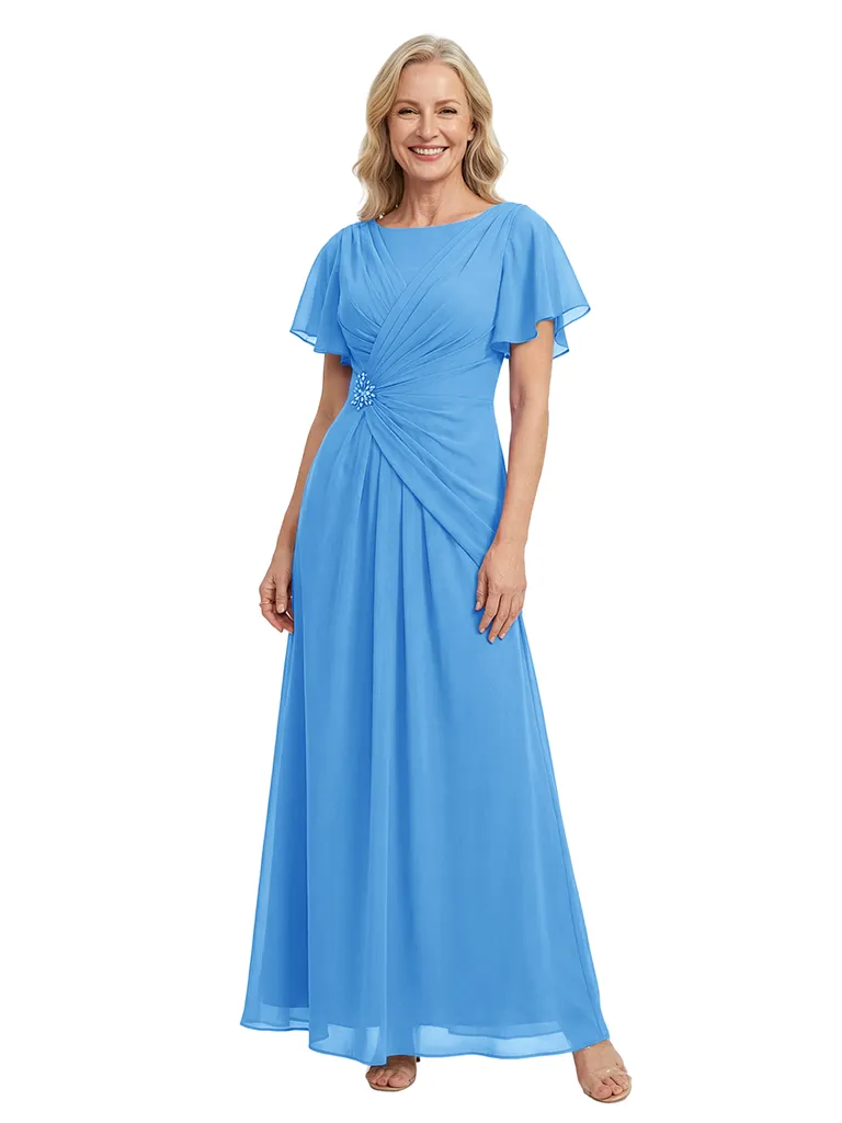 ChicSew Short Sleeves Ruched A-Line Floor Length Chiffon Modern Mother Of The Bride And Groom Dresses sold by ChicSew product image thumbnail 5