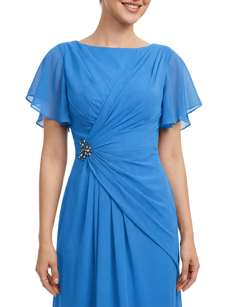 ChicSew Short Sleeves Ruched A-Line Floor Length Chiffon Modern Mother Of The Bride And Groom Dresses sold by ChicSew product image thumbnail 2