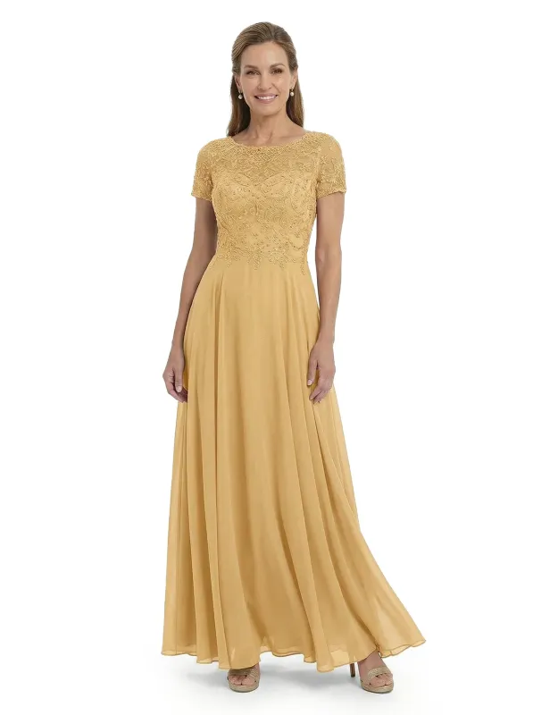 ChicSew Classy Lace Beaded Scoop Chiffon Mother Of The Bride Dresses Short Sleeves made by ChicSew