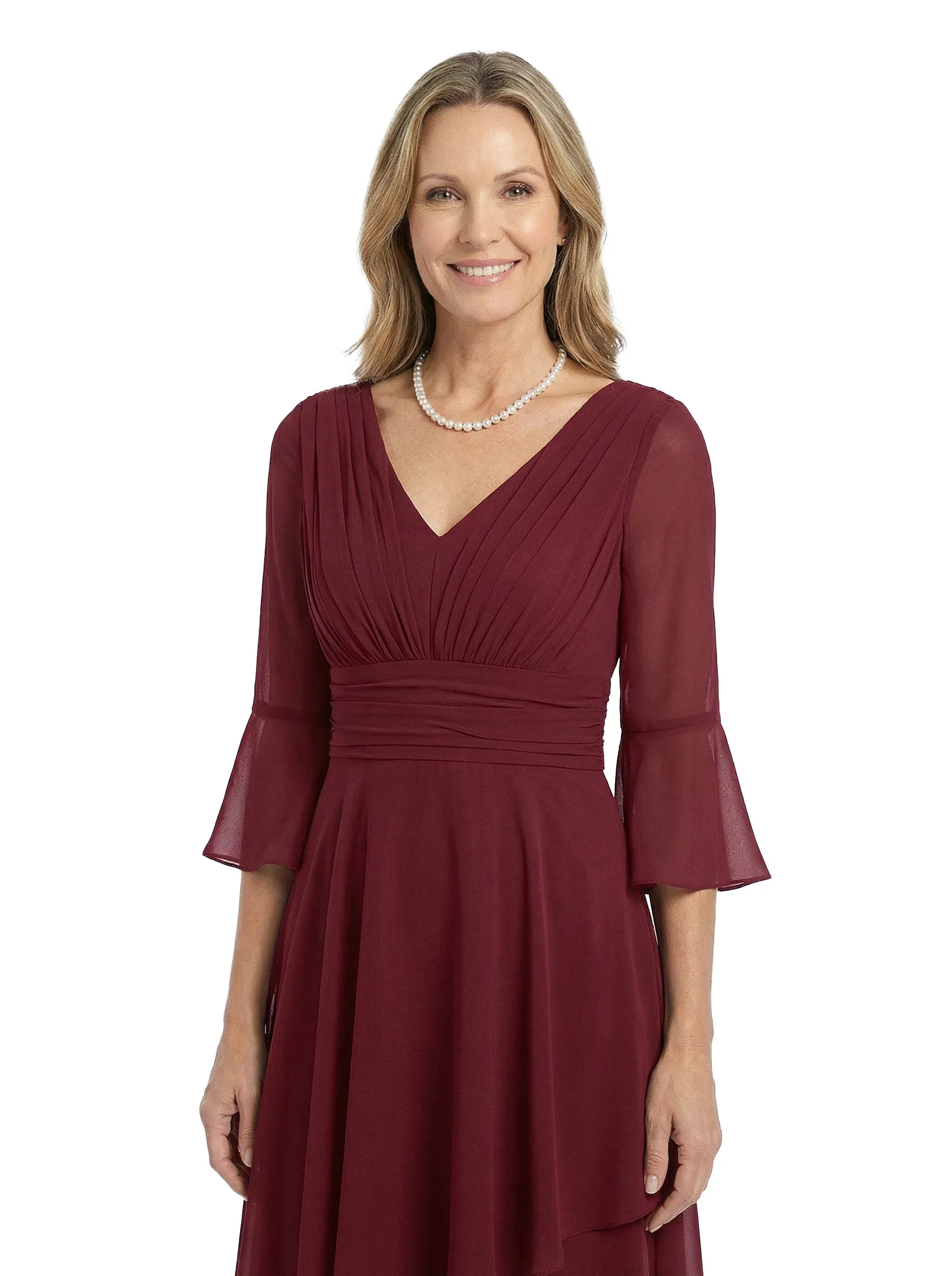 ChicSew V-Neck 3/4 Sleeves Ruffle Overlay Layered Chiffon Floor-Length Casual Mother of the Bride Dresses sold by ChicSew product image thumbnail 2