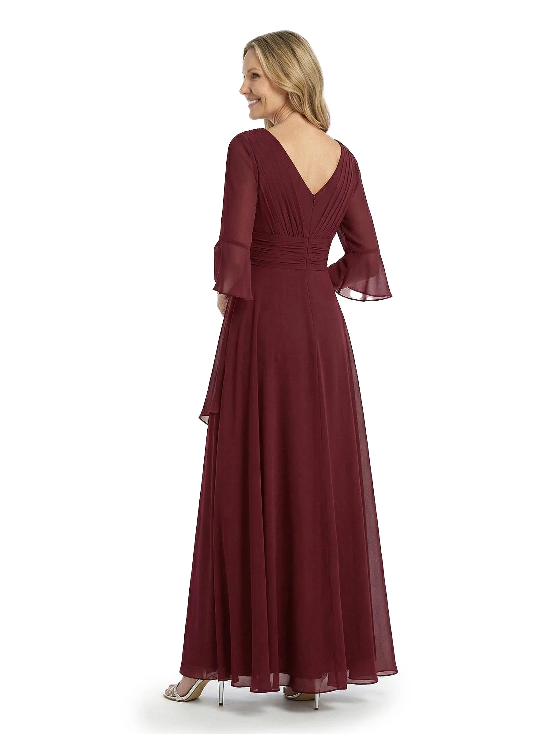 ChicSew V-Neck 3/4 Sleeves Ruffle Overlay Layered Chiffon Floor-Length Casual Mother of the Bride Dresses sold by ChicSew product image thumbnail 3