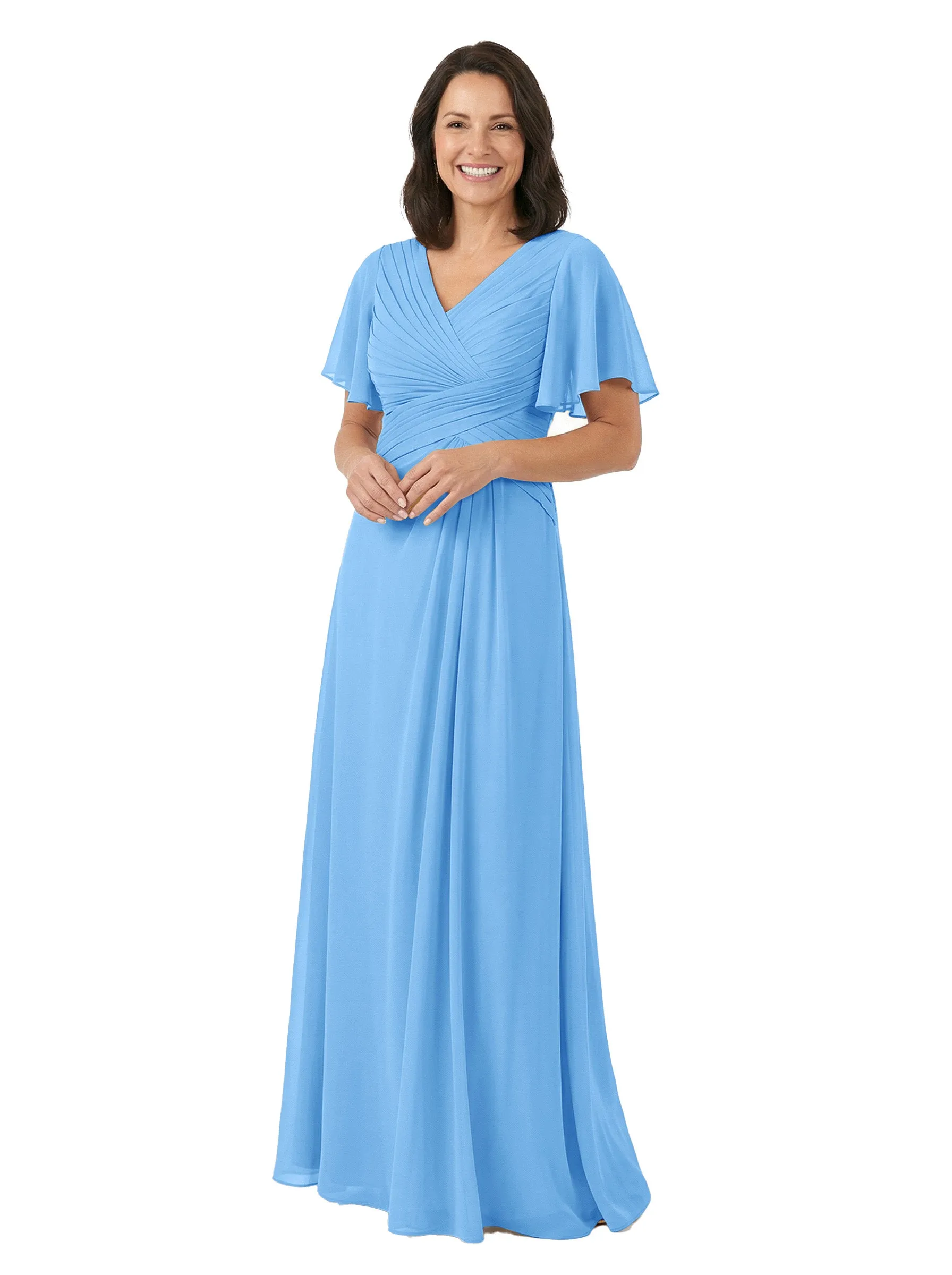 ChicSew V-Neck Short Sleeves Overlay Layered Chiffon Floor-Length Casual Mother of the Bride Dresses sold by ChicSew product image thumbnail 5