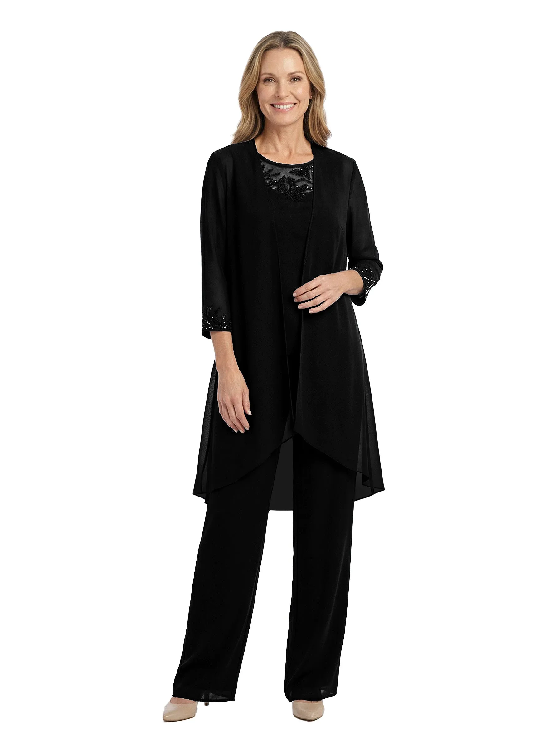 ChicSew Elegant Chiffon 3/4 Sleeves Pant Suit For Mother Of The Bride With Jacket sold by ChicSew product image thumbnail 5