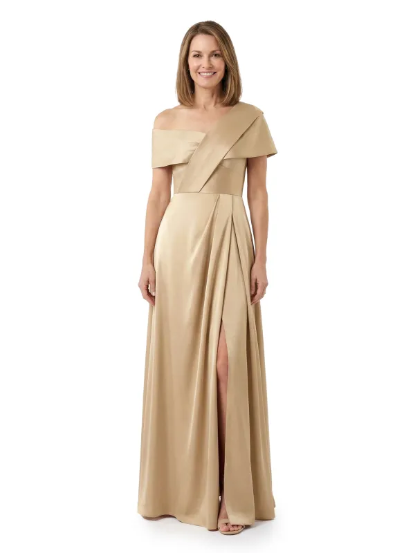 ChicSew Shimmering Silky Satin Off Shoulder A-Line Floor Length Mother Of The Bride Gown With Side Slit made by ChicSew