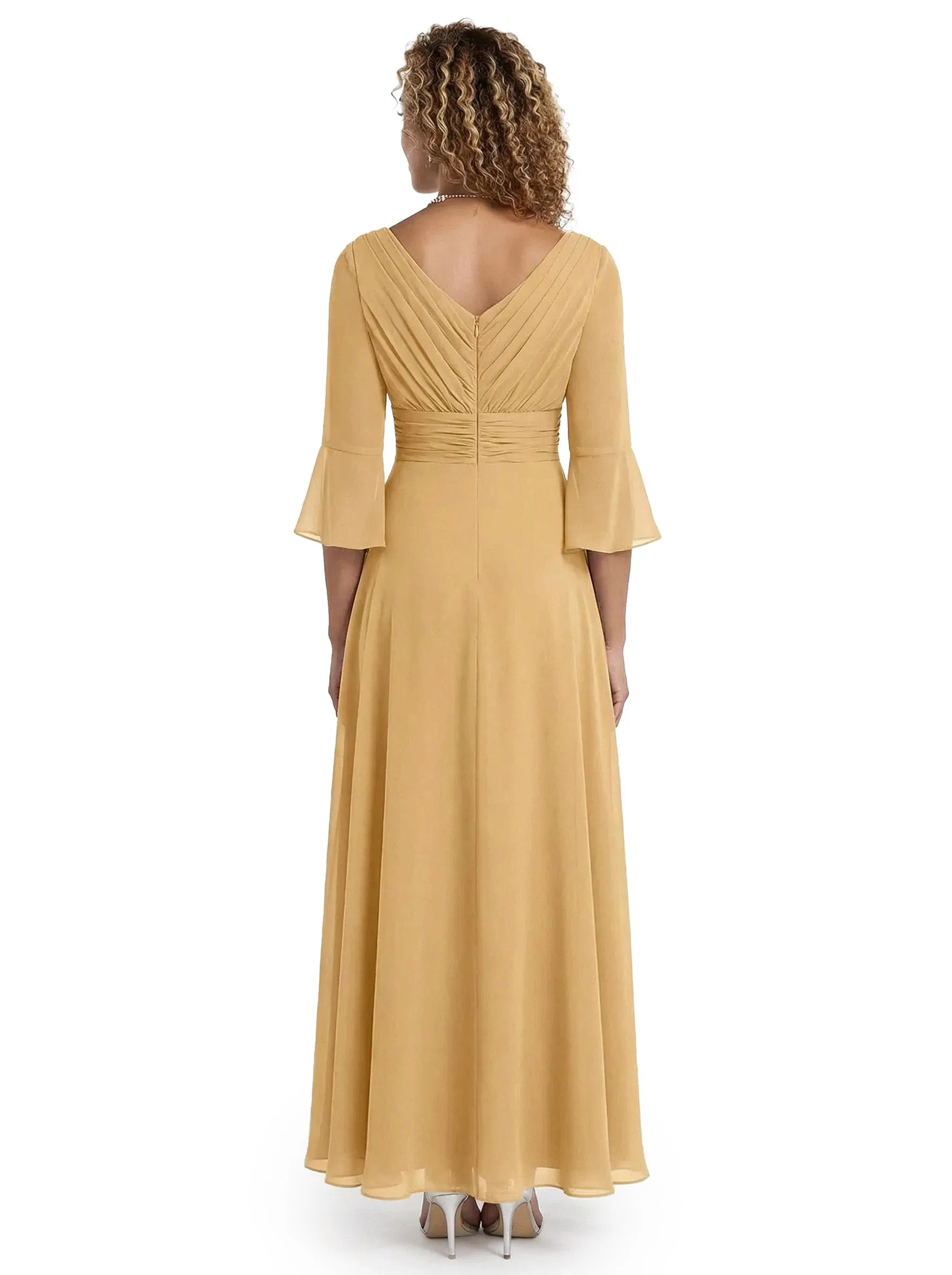 ChicSew V-Neck 3/4 Sleeves Overlay Layered Chiffon Ankle-Length Casual Mother of the Bride Dresses sold by ChicSew product image thumbnail 3