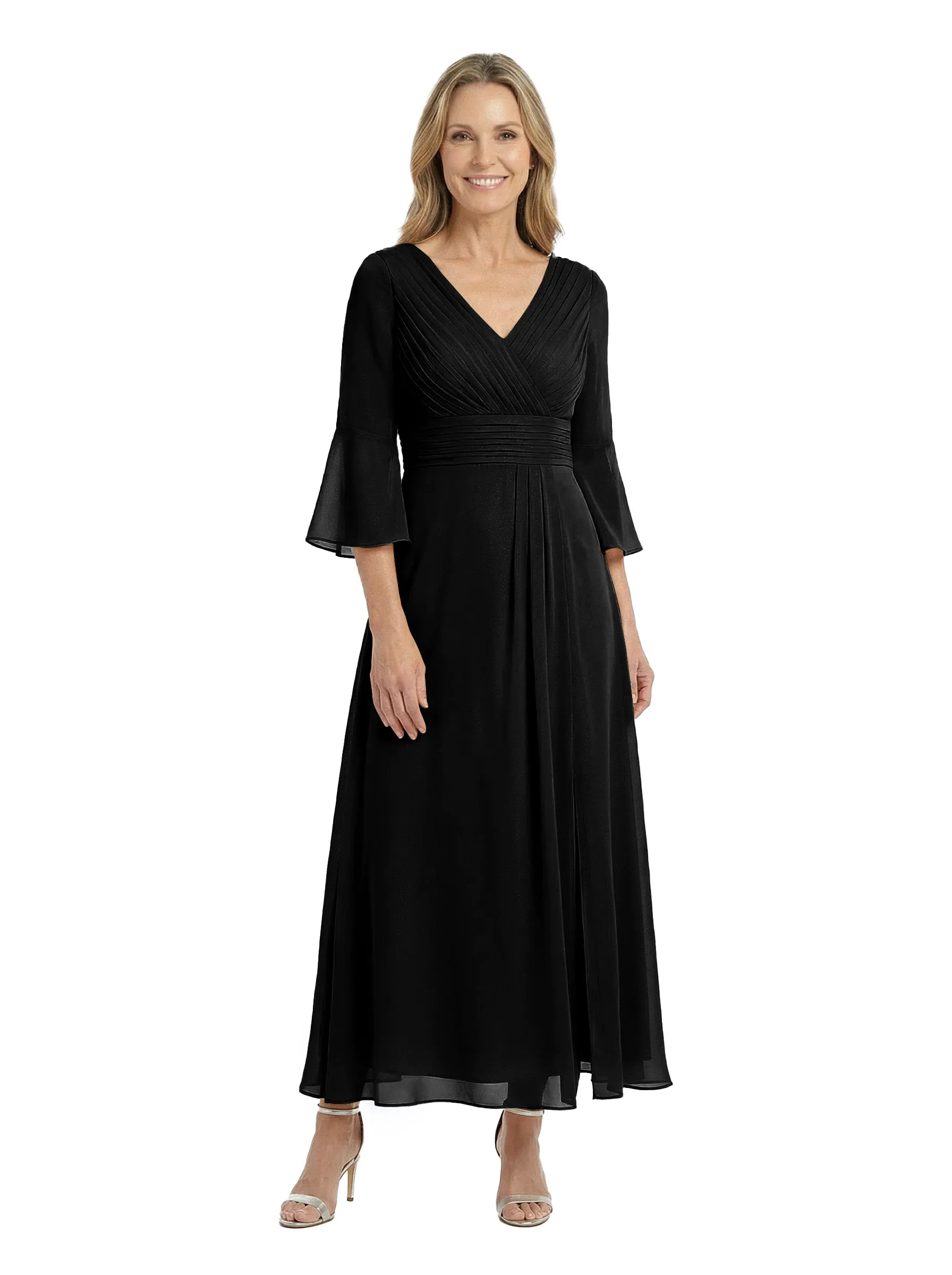 ChicSew V-Neck 3/4 Sleeves Overlay Layered Chiffon Ankle-Length Casual Mother of the Bride Dresses sold by ChicSew product image thumbnail 4