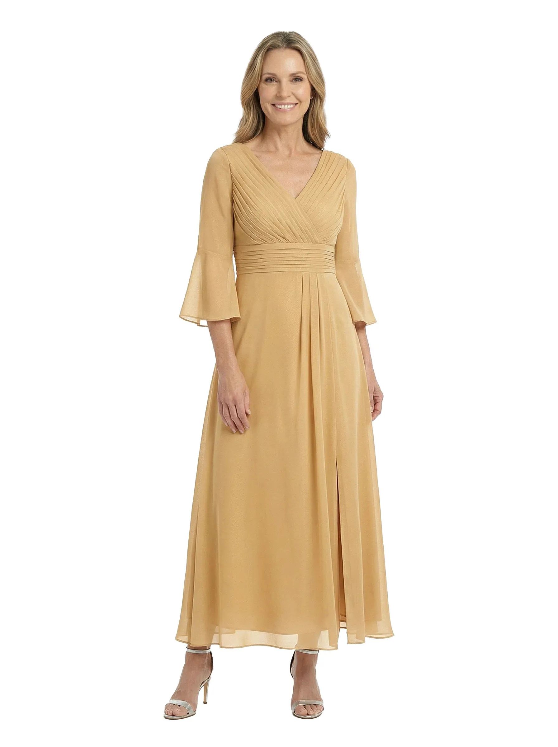 ChicSew V-Neck 3/4 Sleeves Overlay Layered Chiffon Ankle-Length Casual Mother of the Bride Dresses sold by ChicSew