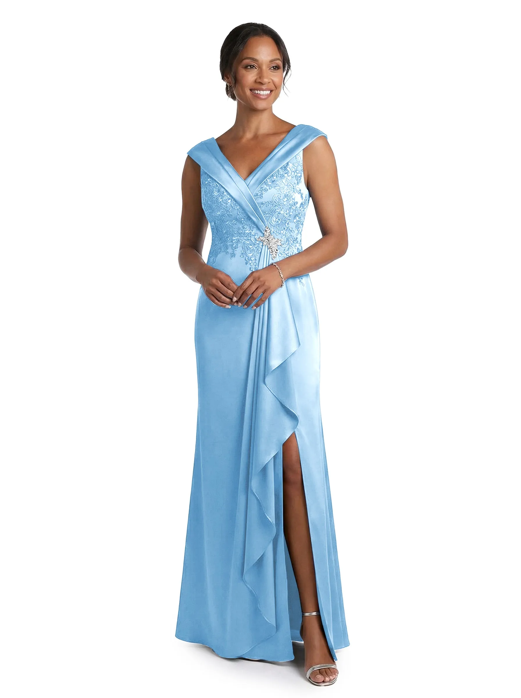 ChicSew Lace Silky Satin Spaghetti Straps Mermaid Floor Length Mother Of The Bride Gown sold by ChicSew product image thumbnail 5