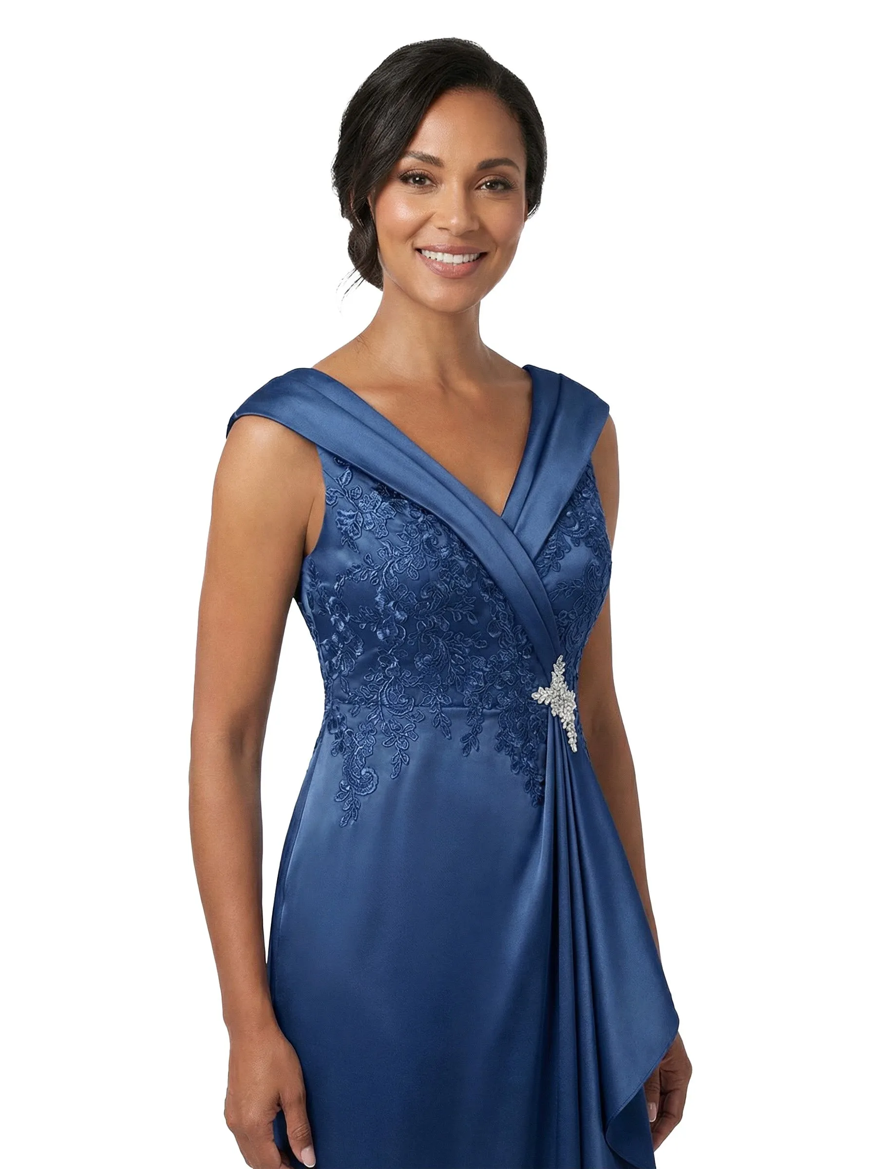 ChicSew Lace Silky Satin Spaghetti Straps Mermaid Floor Length Mother Of The Bride Gown sold by ChicSew product image thumbnail 2