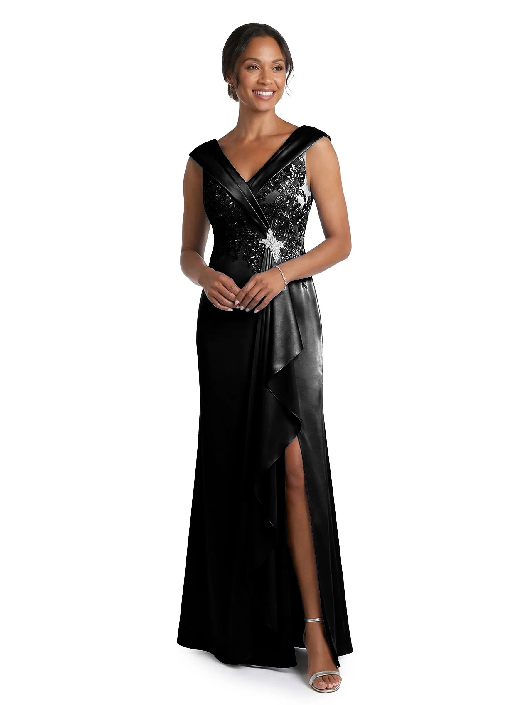 ChicSew Lace Silky Satin Spaghetti Straps Mermaid Floor Length Mother Of The Bride Gown sold by ChicSew product image thumbnail 4