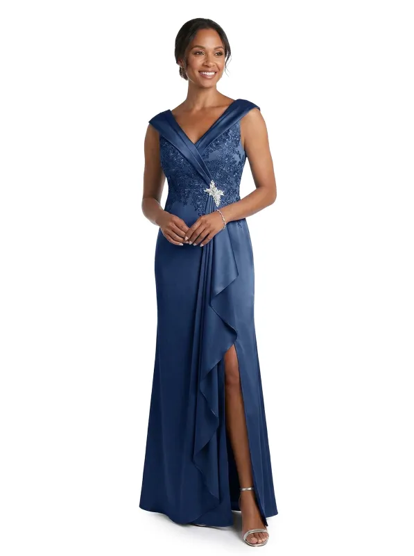 ChicSew Lace Silky Satin Spaghetti Straps Mermaid Floor Length Mother Of The Bride Gown made by ChicSew