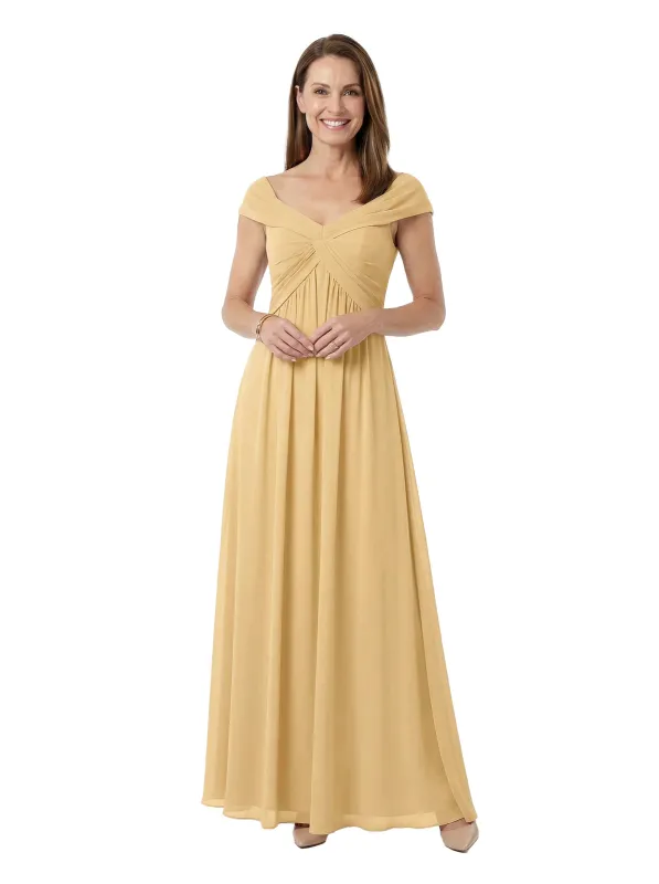 ChicSew Beautiful Off The Shoulder Ruched Chiffon A-Line Mother Of The Groom Dresses Formal Gowns sold by ChicSew