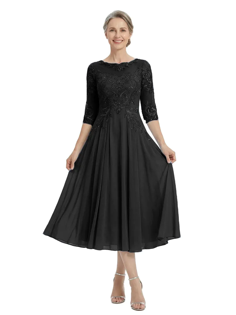 ChicSew Modern Short Mother Of The Bride Dress Chiffon A-Line With Illusion Lace Bodice sold by ChicSew product image thumbnail 4