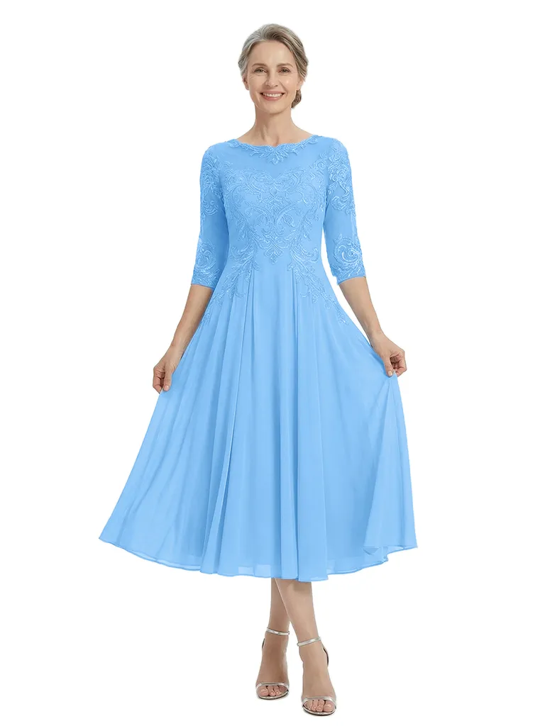 ChicSew Modern Short Mother Of The Bride Dress Chiffon A-Line With Illusion Lace Bodice sold by ChicSew product image thumbnail 5