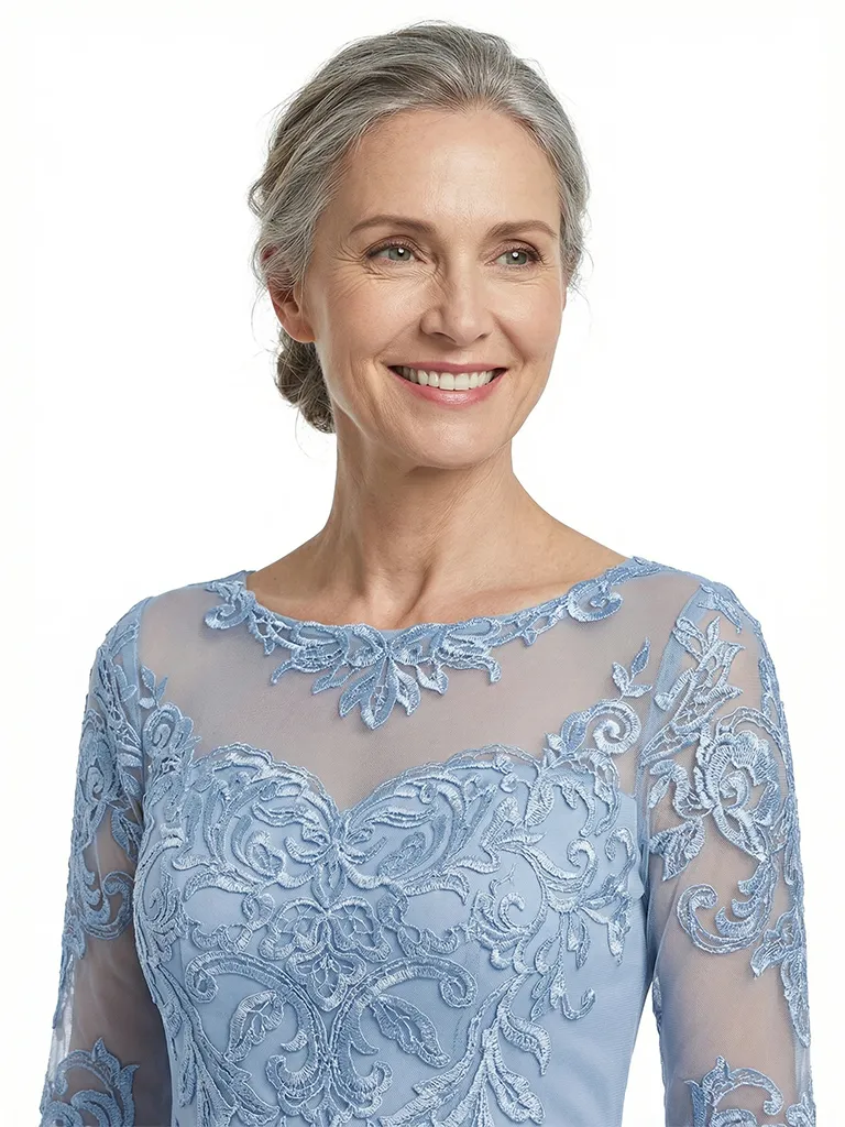 ChicSew Modern Short Mother Of The Bride Dress Chiffon A-Line With Illusion Lace Bodice sold by ChicSew product image thumbnail 2