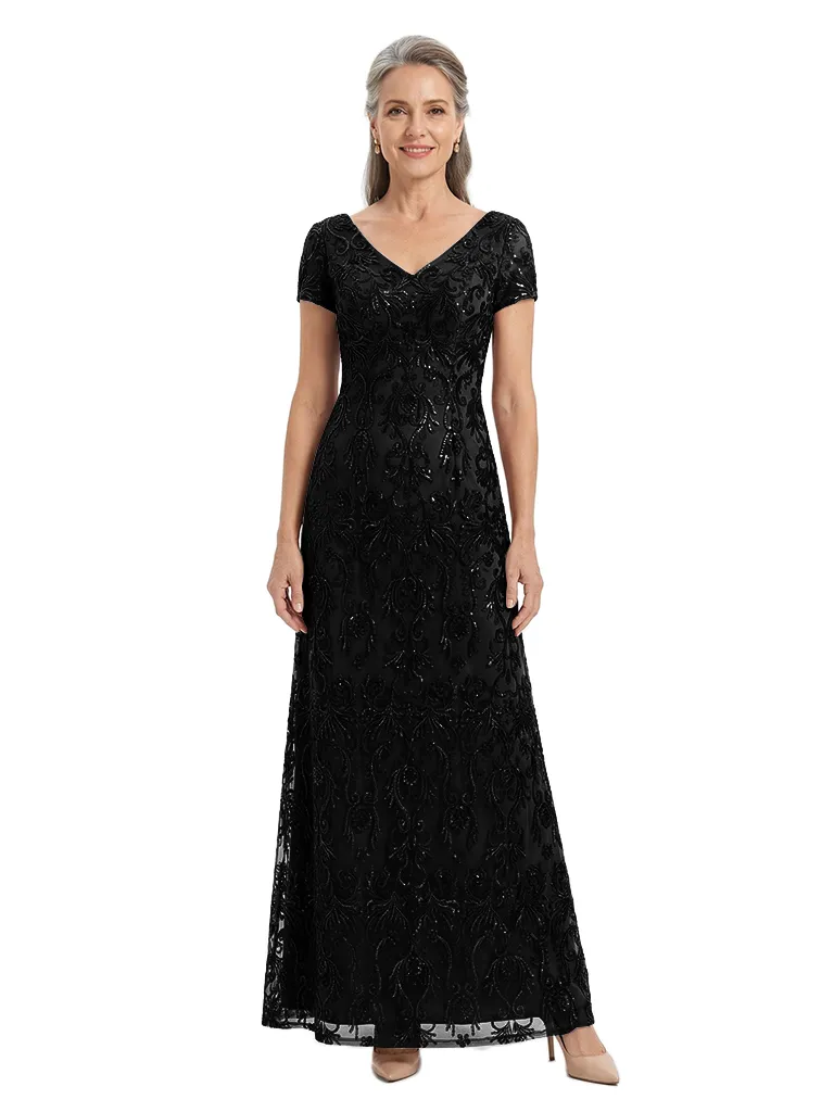 ChicSew V Neck Cap Sleeve Embroidered Lace Bodice Chiffon Formal Gown sold by ChicSew product image thumbnail 4