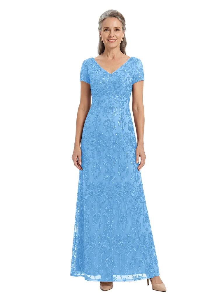 ChicSew V Neck Cap Sleeve Embroidered Lace Bodice Chiffon Formal Gown sold by ChicSew product image thumbnail 5