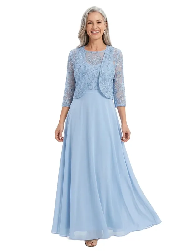 ChicSew Trendy Chiffon A-Line Scoop Mother Of The Groom Dresses With Lace Jacket made by ChicSew