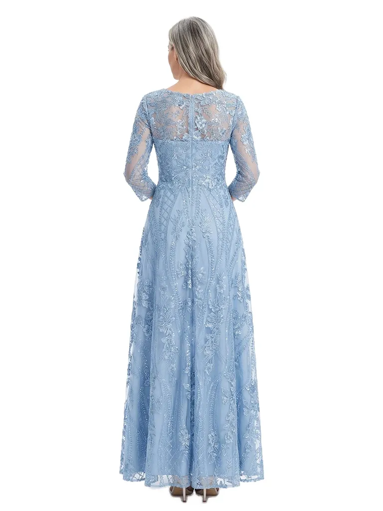 ChicSew Modern Lace A-Line Mother Of The Groom Gowns With Illusion Long Sleeves sold by ChicSew product image thumbnail 3