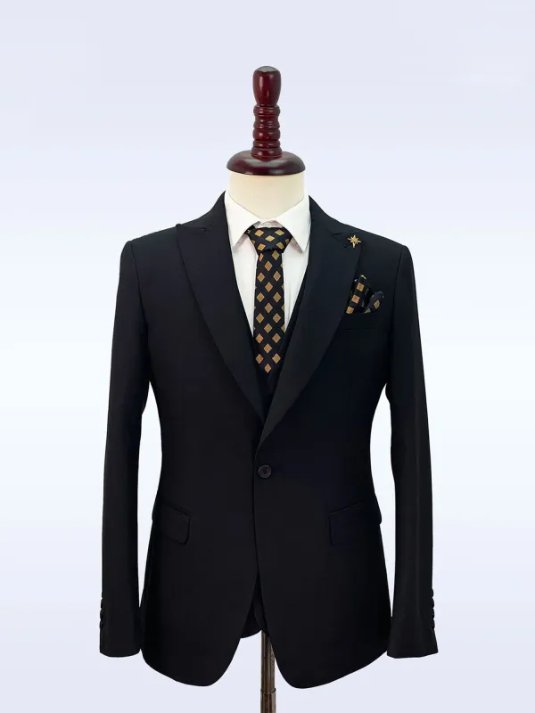 Black Casual Men's Suit Slim Fit Single Breasted 2 Piece Business Tuxedos CN512 made by ChicSew