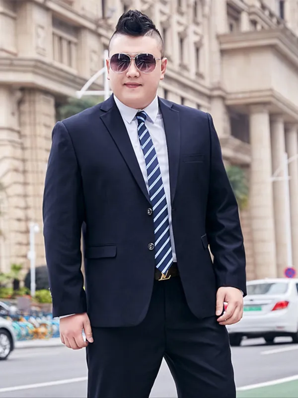 Black 2 pieces Men‘s Suit Slim Fit Flat Double Breasted Peak Lapel Tuxedo CN510 sold by ChicSew