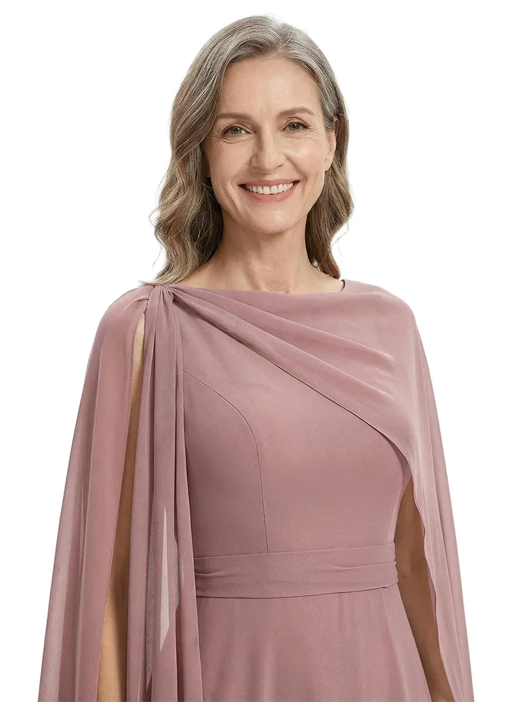 ChicSew Elegant Cape Sleeve Chiffon Mother of The Bride Dress A-Line Maxi Gown Formal Wedding Attire sold by ChicSew product image thumbnail 2