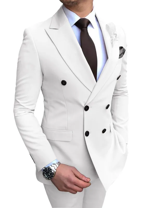 White Mens Slim Fit Suit Tuxedo 2-Piece Suits CN451 made by ChicSew