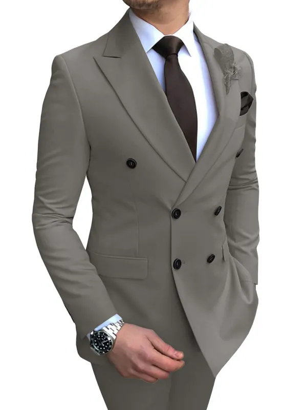 Grey Mens Slim Fit Suit Tuxedo 2-Piece Suits CN450 sold by ChicSew