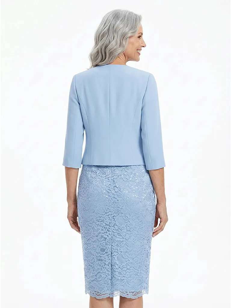 ChicSew Sophisticated Knee-Length Lace Sheath Mother Of The Bride Dresses With Chiffon Jacket sold by ChicSew product image thumbnail 3